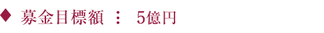 募金目標額：5億円　※募集目標金額が変わりました。