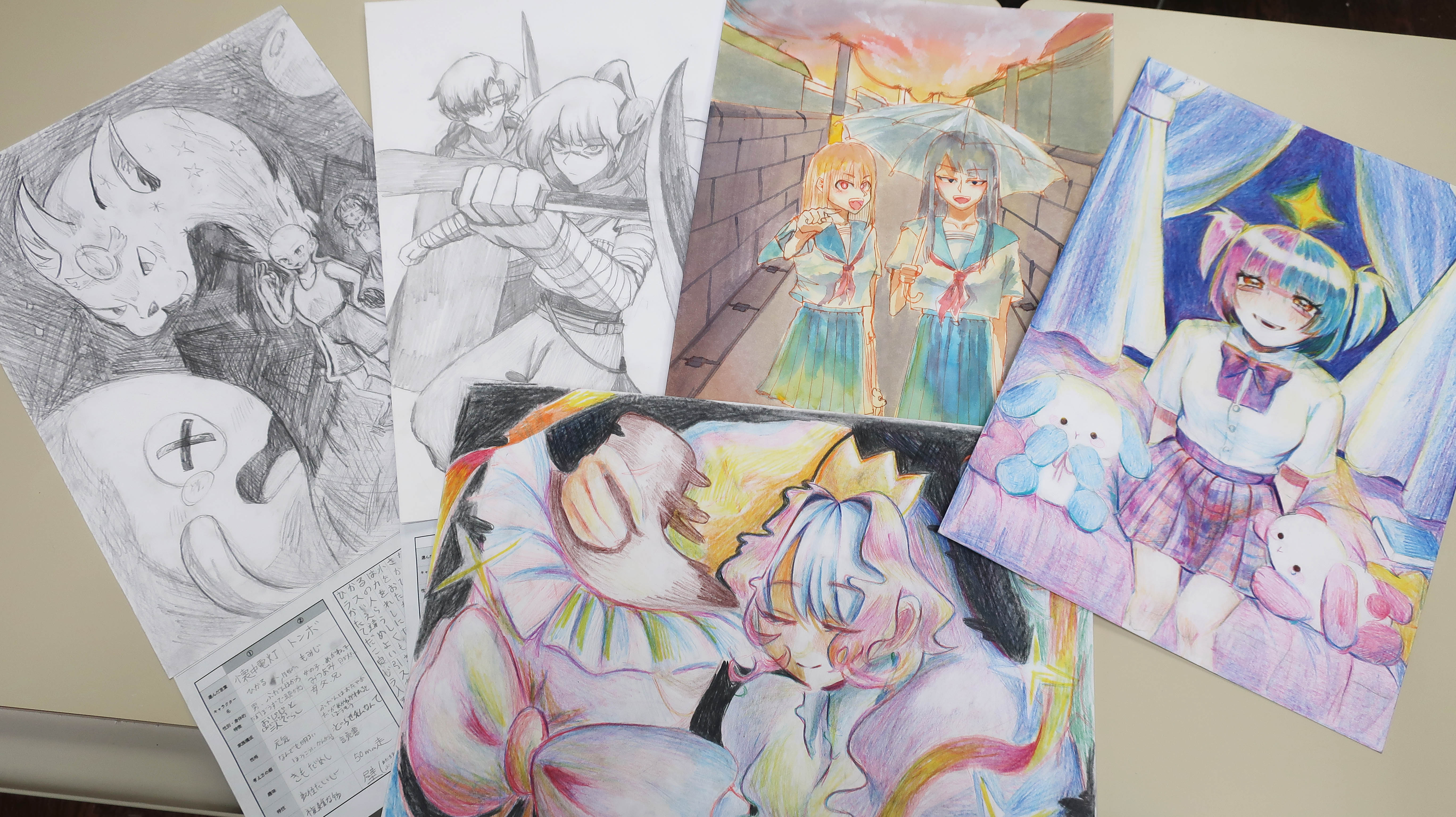 ３年生のマンガ系、イラスト系課題の作品