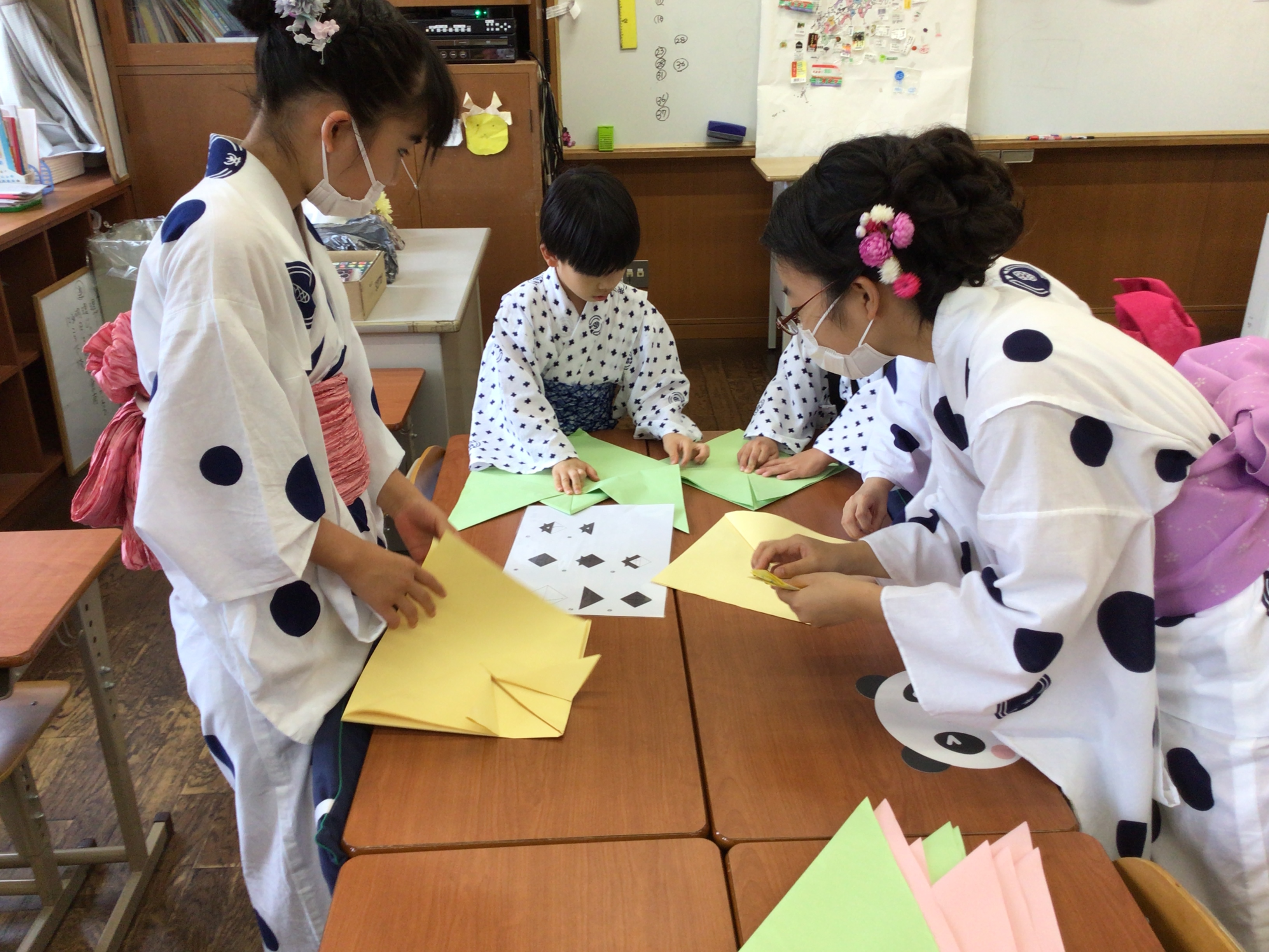 帝塚山学院七夕まつり浴衣　120㎝ 小学校で「七夕まつり」お揃いの浴衣で学院音頭を踊りました